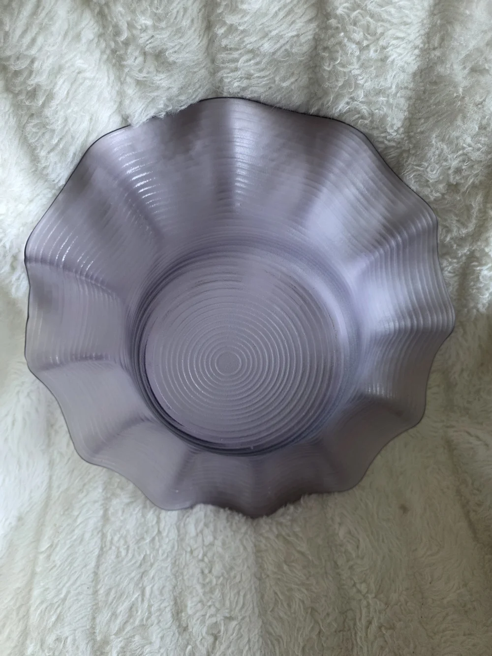Vintage Mikasa Scalloped Glass Serving Bowl in Frosted Light Purple